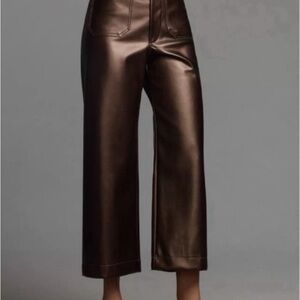 Maeve by Anthropologie The Colette Brown Faux Leather Cropped Pants